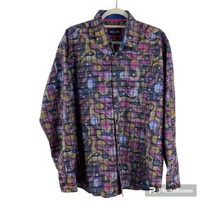Franco Negretti Psychedelic Plaid Button Up Shirt